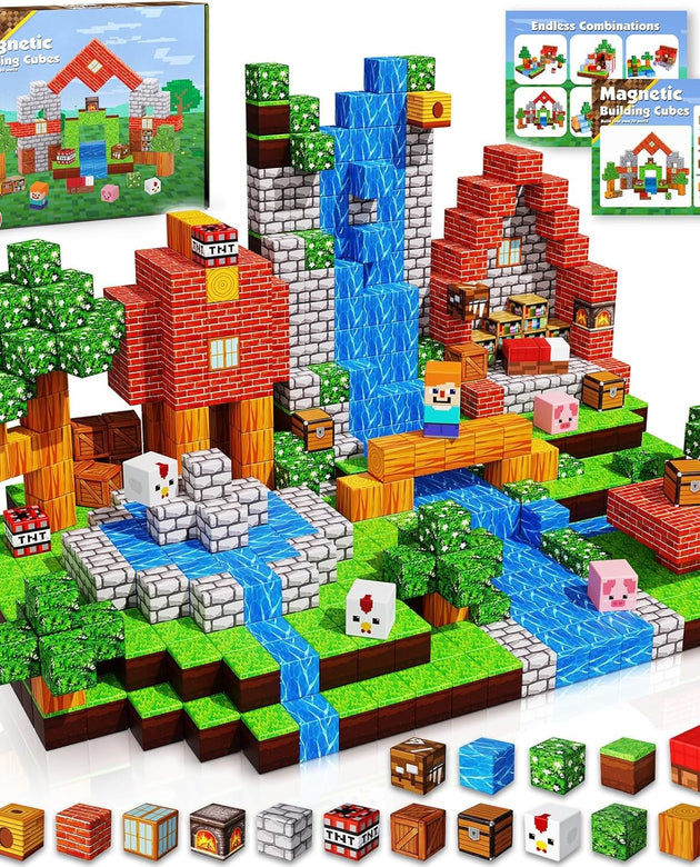 Magnetic Blocks |100PCS Magnetic Building Cube Game, Constructions Toys for Boys & Girls Age 3-4, 5 6 7 8 9 10, STEM Montessori Stacking Toy, Sensory Tiles Building Birthday for Toddlers