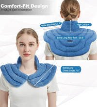 Neck Heating Pad Microwavable for Shoulders, Warmer Wrap Microwave Heating Pad for Neck and Shoulders for Pain Relief (Light Blue)