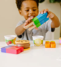 Wooden Frozen Treats Ice Cream Play Set (24 Pcs) - Play Food and Accessories Food Toys for Toddlers and Kids 3+