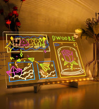 2025 LED Note Board with 7 Colors Pen,Magic Note Board Glowing Acrylic Message Marker Board with Light,Led Illuminated Drawing Board Light up Dry Erase Board with Stand for Office School Home 8 * 8In