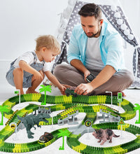 Dinosaur Toys, 252 PCS Create a Dinosaur World Road Race Tracks, Flexible Track Playset, 2Pcs Dinosaur Car for 3 4 5 6 Year Old Boys Girls Birthday Party Favor Gift