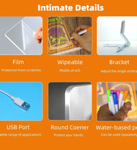 2025 LED Note Board with 7 Colors Pen,Magic Note Board Glowing Acrylic Message Marker Board with Light,Led Illuminated Drawing Board Light up Dry Erase Board with Stand for Office School Home 8 * 8In
