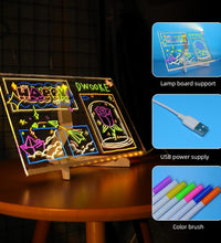 2025 LED Note Board with 7 Colors Pen,Magic Note Board Glowing Acrylic Message Marker Board with Light,Led Illuminated Drawing Board Light up Dry Erase Board with Stand for Office School Home 8 * 8In