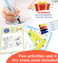 Kids Travel Tray for Car - Car Seat Tray with Activity Sheets & Pens, Road Trip Essentials for Car & Airplane, Must Have Toddler Travel Lap Desk Accessories - Road Trip Activities for Kids