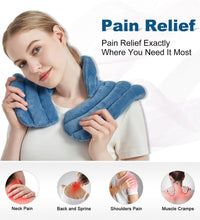 Neck Heating Pad Microwavable for Shoulders, Warmer Wrap Microwave Heating Pad for Neck and Shoulders for Pain Relief (Light Blue)