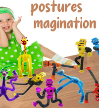 6PCS Telescopic Suction Cup Robot Toy,Pop Tubes,Toys for Kids,Toddler Travel Toys,Toddler Sensory Toys,Figette Toys,Fidget Toys for Kids,Treasure Box Prizes,Small Toys for Kids Prizes