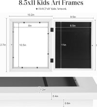 [2-Pack] Kids Art Frames, 8.5X11 Front Opening Kids Artwork Frames Changeable, White Artwork Display Storage Frame for Wall, Holds 50 Pcs, for 3D Picture, Crafts, Hanging Art, Portfolio