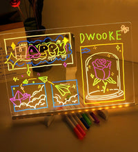 2025 LED Note Board with 7 Colors Pen,Magic Note Board Glowing Acrylic Message Marker Board with Light,Led Illuminated Drawing Board Light up Dry Erase Board with Stand for Office School Home 8 * 8In