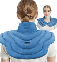 Neck Heating Pad Microwavable for Shoulders, Warmer Wrap Microwave Heating Pad for Neck and Shoulders for Pain Relief (Light Blue)