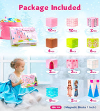 64 Pcs Magnetic Blocks-Princess Castle Collection World,Magnetic Building Blocks for 3+ Year Old Boys & Girls, Creative STEM Sensory Toys,Christmas Birthday Gifts for Kids Ages 3-8