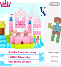 64 Pcs Magnetic Blocks-Princess Castle Collection World,Magnetic Building Blocks for 3+ Year Old Boys & Girls, Creative STEM Sensory Toys,Christmas Birthday Gifts for Kids Ages 3-8