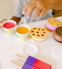 Wooden Frozen Treats Ice Cream Play Set (24 Pcs) - Play Food and Accessories Food Toys for Toddlers and Kids 3+
