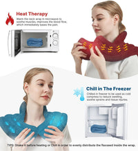 Neck Heating Pad Microwavable for Shoulders, Warmer Wrap Microwave Heating Pad for Neck and Shoulders for Pain Relief (Light Blue)