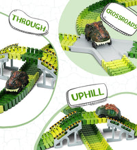 Dinosaur Toys, 252 PCS Create a Dinosaur World Road Race Tracks, Flexible Track Playset, 2Pcs Dinosaur Car for 3 4 5 6 Year Old Boys Girls Birthday Party Favor Gift