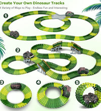 Dinosaur Toys, 252 PCS Create a Dinosaur World Road Race Tracks, Flexible Track Playset, 2Pcs Dinosaur Car for 3 4 5 6 Year Old Boys Girls Birthday Party Favor Gift