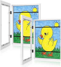 [2-Pack] Kids Art Frames, 8.5X11 Front Opening Kids Artwork Frames Changeable, White Artwork Display Storage Frame for Wall, Holds 50 Pcs, for 3D Picture, Crafts, Hanging Art, Portfolio