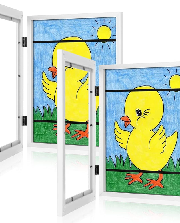 [2-Pack] Kids Art Frames, 8.5X11 Front Opening Kids Artwork Frames Changeable, White Artwork Display Storage Frame for Wall, Holds 50 Pcs, for 3D Picture, Crafts, Hanging Art, Portfolio
