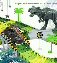 Dinosaur Toys, 252 PCS Create a Dinosaur World Road Race Tracks, Flexible Track Playset, 2Pcs Dinosaur Car for 3 4 5 6 Year Old Boys Girls Birthday Party Favor Gift