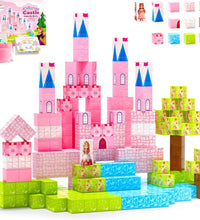 64 Pcs Magnetic Blocks-Princess Castle Collection World,Magnetic Building Blocks for 3+ Year Old Boys & Girls, Creative STEM Sensory Toys,Christmas Birthday Gifts for Kids Ages 3-8