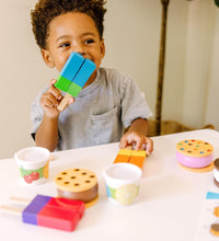 Wooden Frozen Treats Ice Cream Play Set (24 Pcs) - Play Food and Accessories Food Toys for Toddlers and Kids 3+