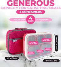 Stainless Steel Bento Lunch Box Set for Adults, Kids - Insulated Bag and Ice Pack - Leak-Proof Metal Compartment Meal Prep Food & Snack Containers for Work Travel School Daycare, 34 Oz Pink