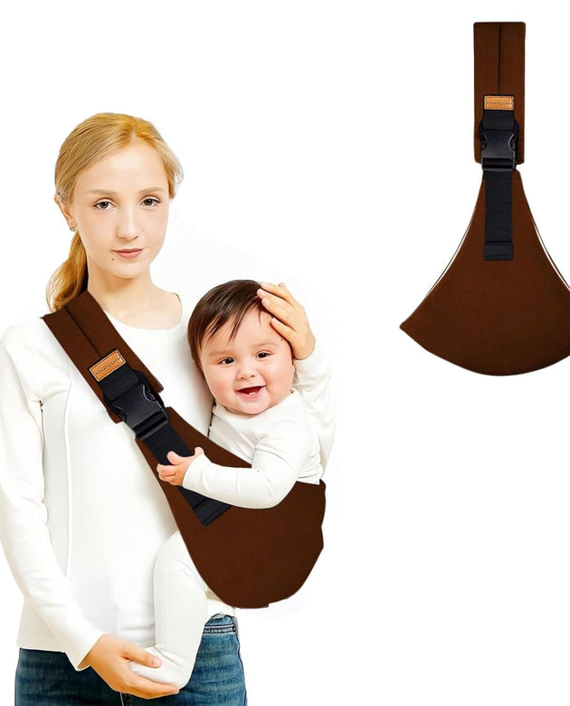 Baby Sling Carrier,Baby Carrier Newborn to Toddler,Adjustable and Lightweight Toddler Carrier(10-30Lbs),Baby Sling with Safety Buckle(Cloth,Brown)
