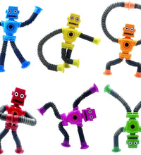 6PCS Telescopic Suction Cup Robot Toy,Pop Tubes,Toys for Kids,Toddler Travel Toys,Toddler Sensory Toys,Figette Toys,Fidget Toys for Kids,Treasure Box Prizes,Small Toys for Kids Prizes