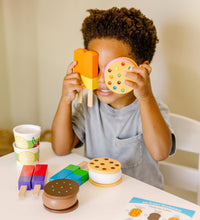 Wooden Frozen Treats Ice Cream Play Set (24 Pcs) - Play Food and Accessories Food Toys for Toddlers and Kids 3+
